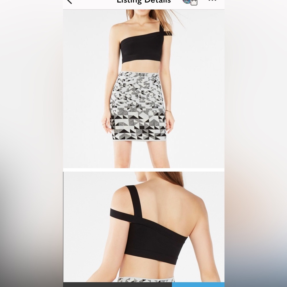 3/$15 BCBG MAXAZRIA Gardenia Jacky White One Shoulder Crop Stretch Top XS $158